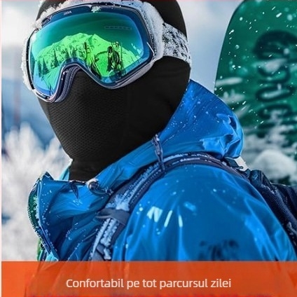 Mască de ciclism unisex din poliester, cu acoperire a feței reglabilă sus-jos, respirabilă și caldă