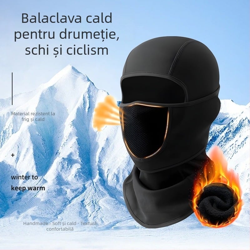 Mască de ciclism unisex din poliester, cu acoperire a feței reglabilă sus-jos, respirabilă și caldă