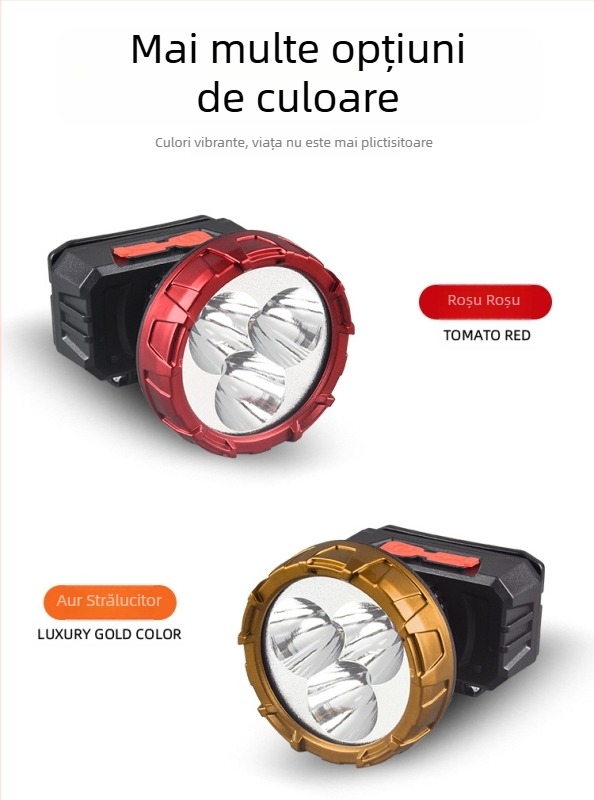 Frontala LED reîncărcabilă, multifuncțională, model 208-3, fascicul de 50 m, autonomie 3 ore