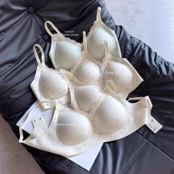 BH fără cusături, model floral, cupă 3/4, susținere moale, respirabil, model lateral
