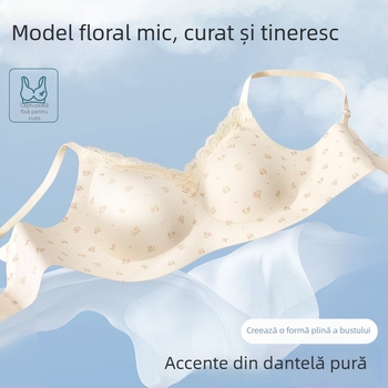 BH fără cusături, model floral, cupă 3/4, susținere moale, respirabil, model lateral