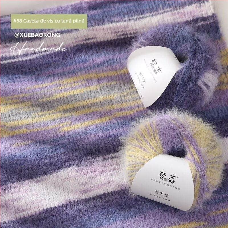 Set tricotat manual: pălărie, eșarfă și șal – Fire amestecate; Înfășurare inel; Fire de grup; Brand: Van sen