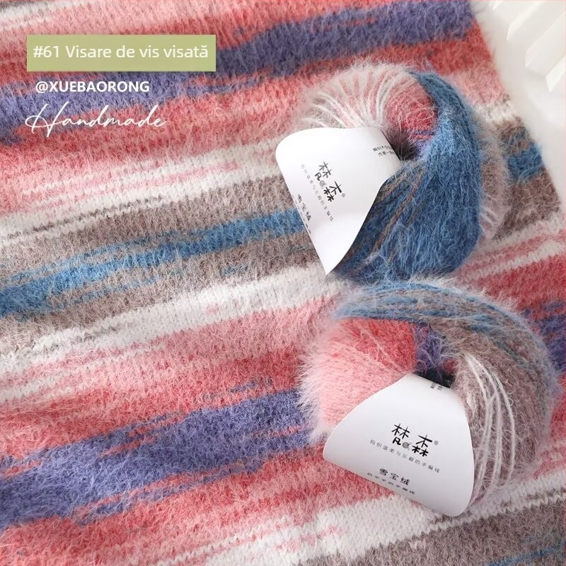 Set tricotat manual: pălărie, eșarfă și șal – Fire amestecate; Înfășurare inel; Fire de grup; Brand: Van sen