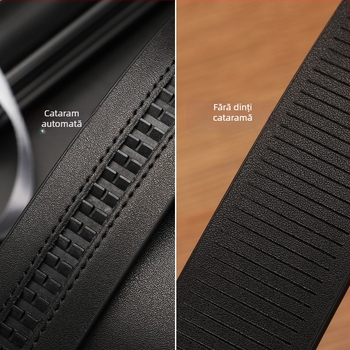 Curea de bărbați din piele naturală, model crocodil, cataramă automată, lățime 3,5 cm