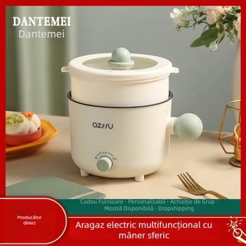 Oală electrică de gătit, model DTM-ball cu mâner sferic, capacitate până la 2 L, pentru 2–3 persoane, interior ceramic antiaderent negru, control prin buton, izolație și aburi rapizi