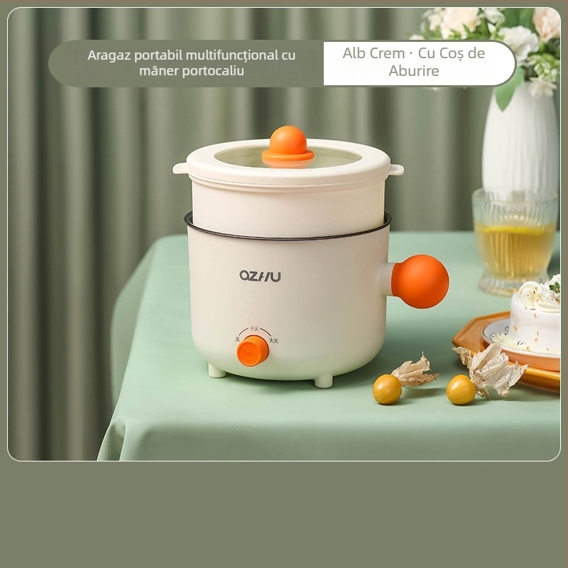 Oală electrică de gătit, model DTM-ball cu mâner sferic, capacitate până la 2 L, pentru 2–3 persoane, interior ceramic antiaderent negru, control prin buton, izolație și aburi rapizi