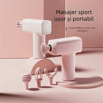 Masaj pentru fascie – Masaj portabil mini pentru mușchi, cu 4 capete, baterie încorporată, 3 trepte, zgomot redus sub 36 dB, autonomie baterie peste 12 ore