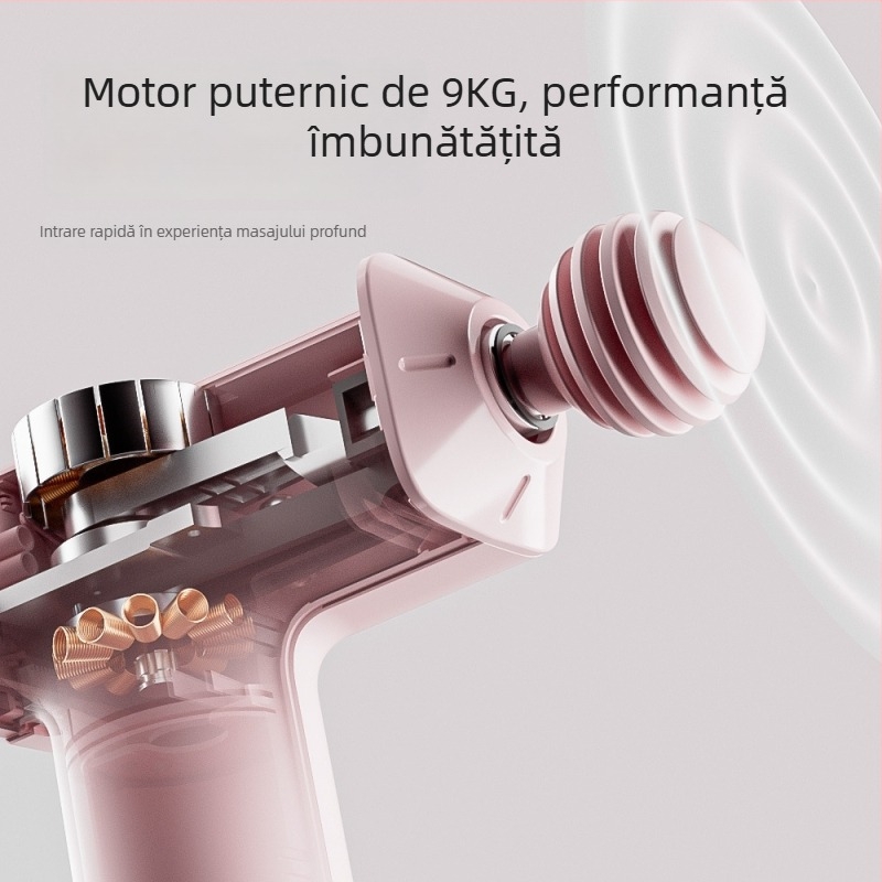 Masaj pentru fascie – Masaj portabil mini pentru mușchi, cu 4 capete, baterie încorporată, 3 trepte, zgomot redus sub 36 dB, autonomie baterie peste 12 ore