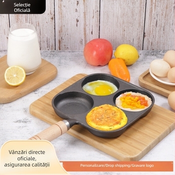 Tigaie din fontă cu patru găuri, fără acoperire, fund plat, pentru omlete, clătite și burger cu ou