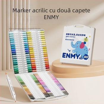 Enmi marker acrilic cu două capete pentru copii, impermeabil, potrivit pentru pictură DIY acuarelă, ambalaj de bază