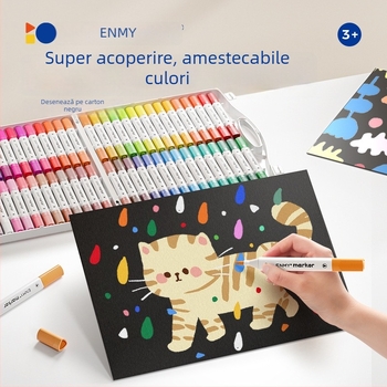 Enmi marker acrilic cu două capete pentru copii, impermeabil, potrivit pentru pictură DIY acuarelă, ambalaj de bază