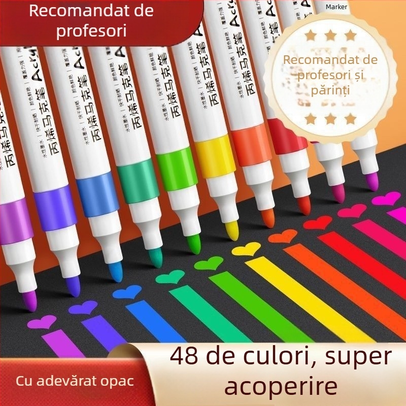 Marker acrilic pentru copii – cerneală opacă, pictură cu acuarele, reîncărcabil în alte nuanțe