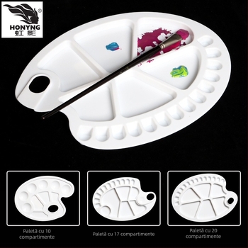 Xueshan Snow Mountain Paletă multifuncțională HB-710 cu 10 găuri, ovală, din plastic pentru pictură