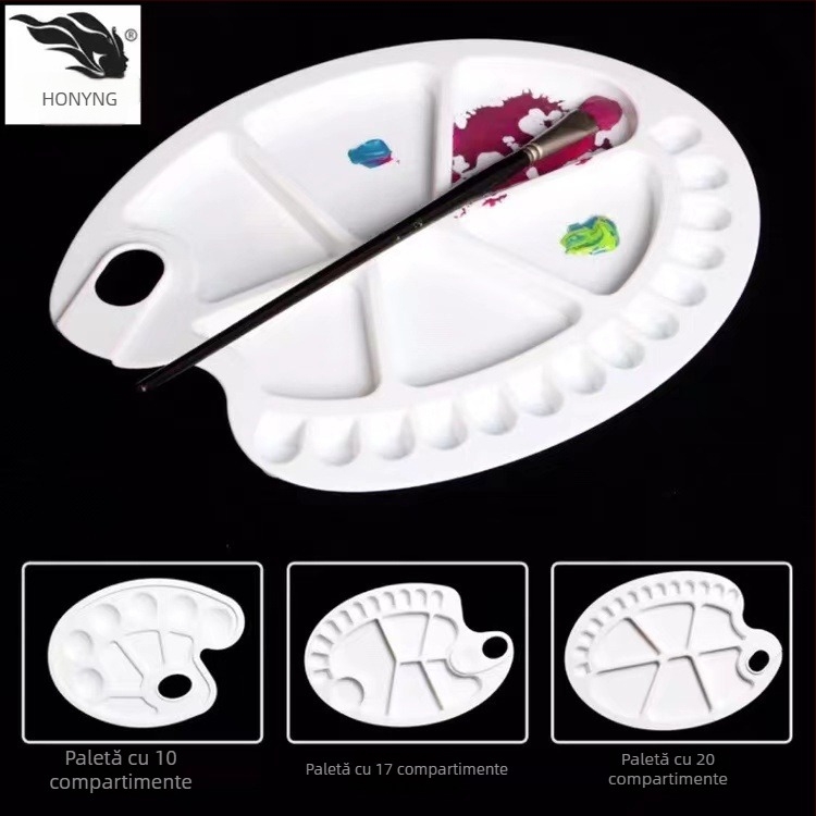 Xueshan Snow Mountain Paletă multifuncțională HB-710 cu 10 găuri, ovală, din plastic pentru pictură