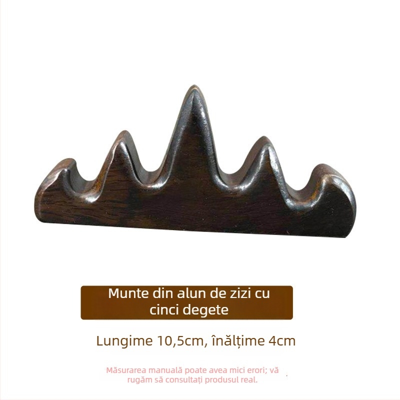 Suport pentru pix în stil montan – design cu cinci degete, lemn de mahon și catalpa, Weizhuang, model Mahogany Pen Mountain