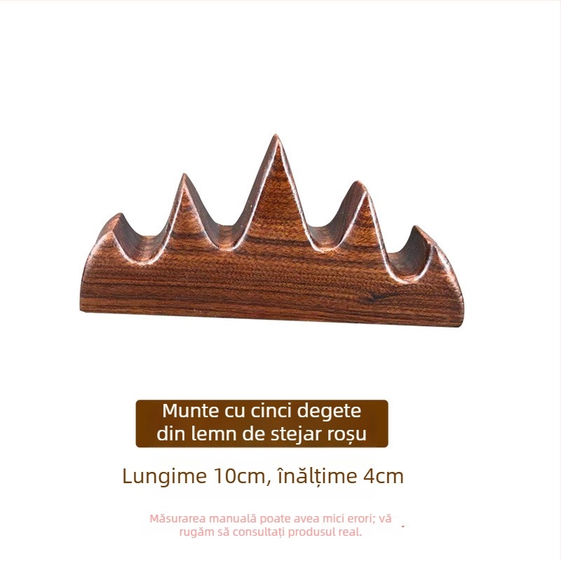Suport pentru pix în stil montan – design cu cinci degete, lemn de mahon și catalpa, Weizhuang, model Mahogany Pen Mountain