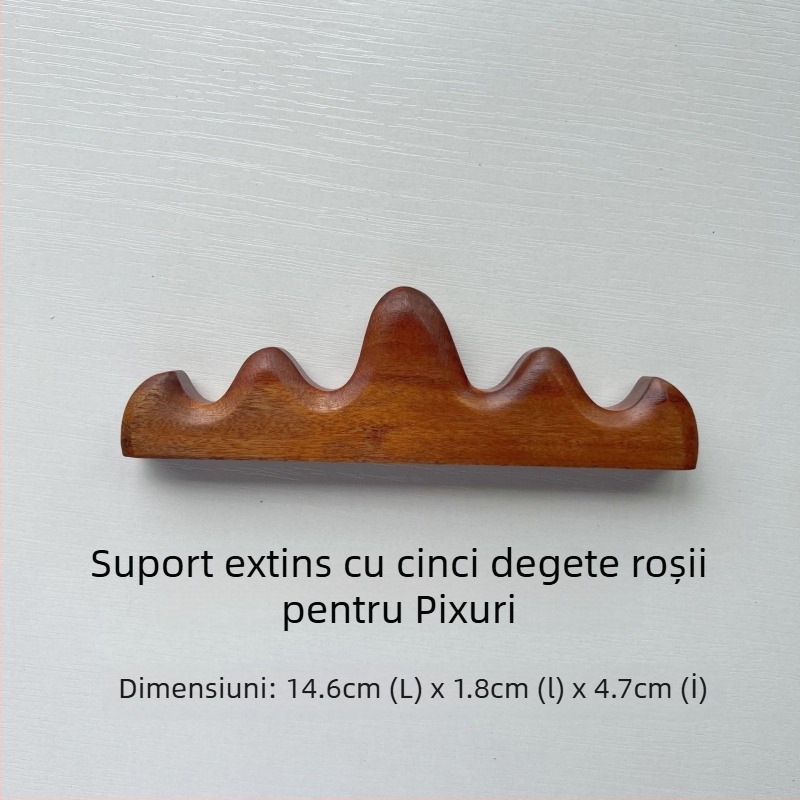 Suport pentru pix în stil montan – design cu cinci degete, lemn de mahon și catalpa, Weizhuang, model Mahogany Pen Mountain