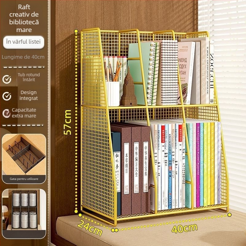 Organizator metalic de birou cu mai multe etaje, cu clips pentru cărți; marcă privată autorizată; import: Nu; IP: Nu; cadou: Nu