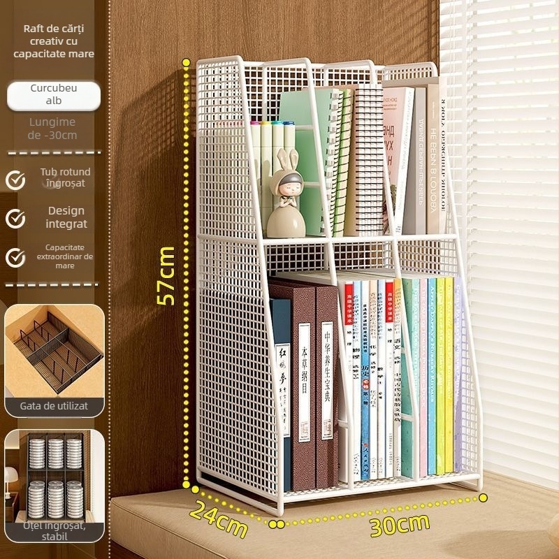 Organizator metalic de birou cu mai multe etaje, cu clips pentru cărți; marcă privată autorizată; import: Nu; IP: Nu; cadou: Nu