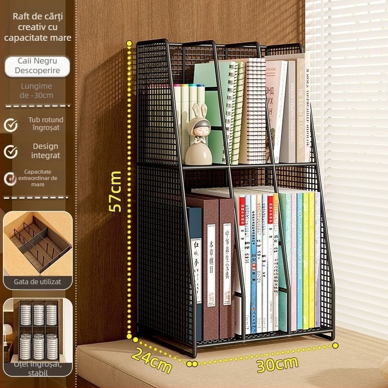 Organizator metalic de birou cu mai multe etaje, cu clips pentru cărți; marcă privată autorizată; import: Nu; IP: Nu; cadou: Nu