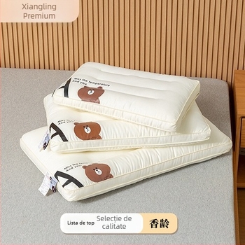 Pernă pentru copii din bumbac 100% pentru susținerea cervicală, formă dreptunghiulară, umplutură poliester, înălțime a miezului 1–5 cm, pentru utilizare individuală