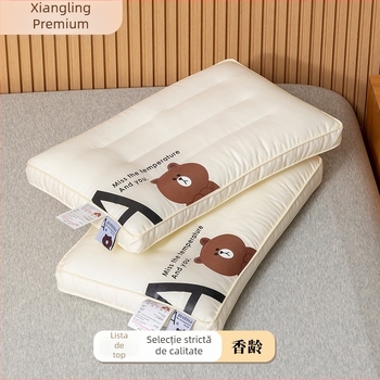 Pernă pentru copii din bumbac 100% pentru susținerea cervicală, formă dreptunghiulară, umplutură poliester, înălțime a miezului 1–5 cm, pentru utilizare individuală