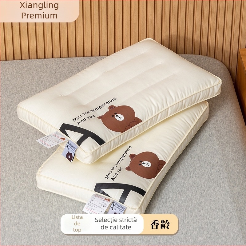 Pernă pentru copii din bumbac 100% pentru susținerea cervicală, formă dreptunghiulară, umplutură poliester, înălțime a miezului 1–5 cm, pentru utilizare individuală