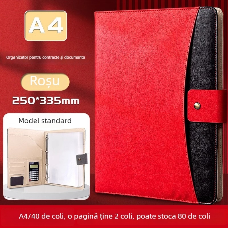 Dosar din piele A4 cu clemă puternică și clemă de plăci, personalizabil cu logo imprimat