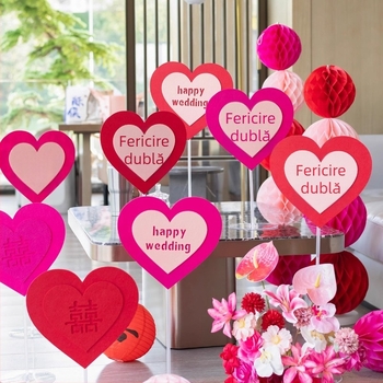 Exquisite ornament de nuntă din hârtie cu inimă și cuvânt