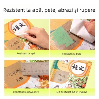 Husă de carte Deli – segmentată, autoadezivă, transparentă mată, impermeabilă, CPP material