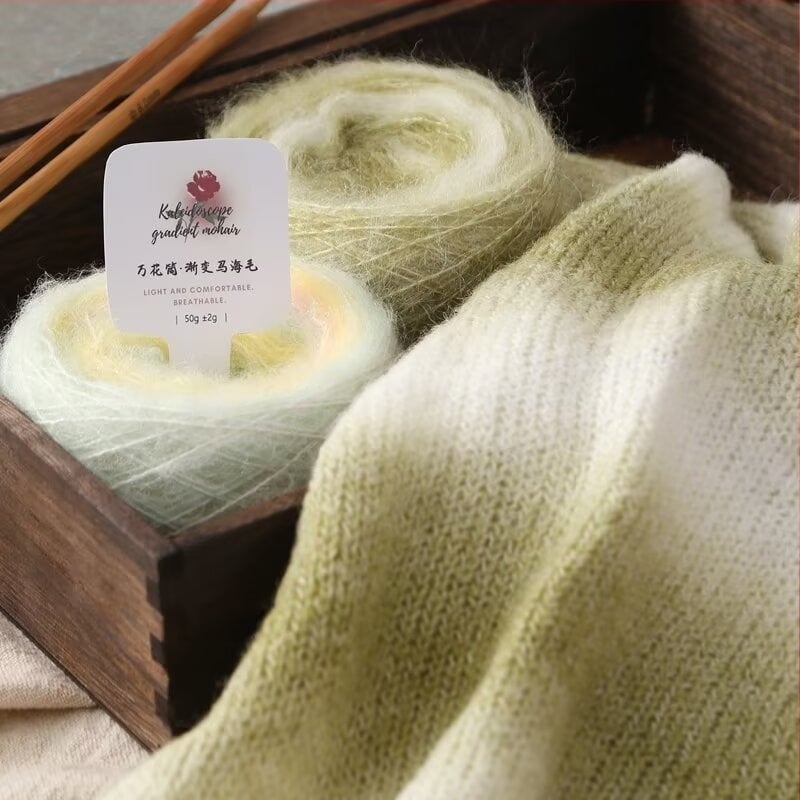 Fire de tricotat manual pentru eșarfe și haine — Kaleidoscope Gradient Mohair, Amestec de fire, Spinning inel, Fire în grupuri