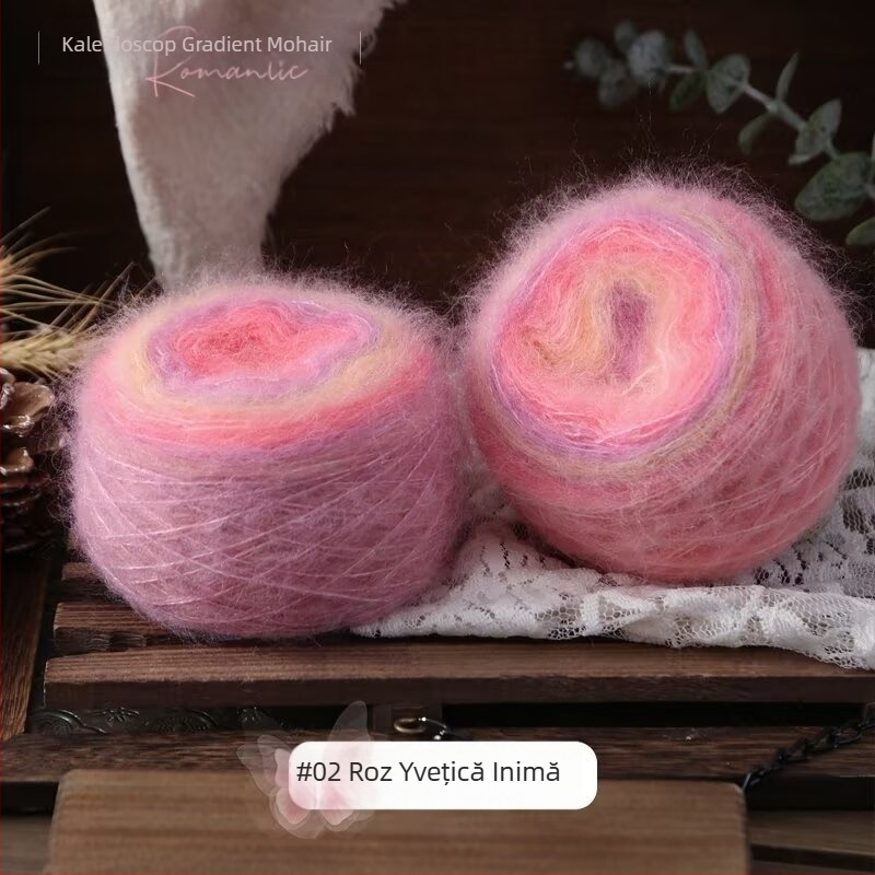 Fire de tricotat manual pentru eșarfe și haine — Kaleidoscope Gradient Mohair, Amestec de fire, Spinning inel, Fire în grupuri