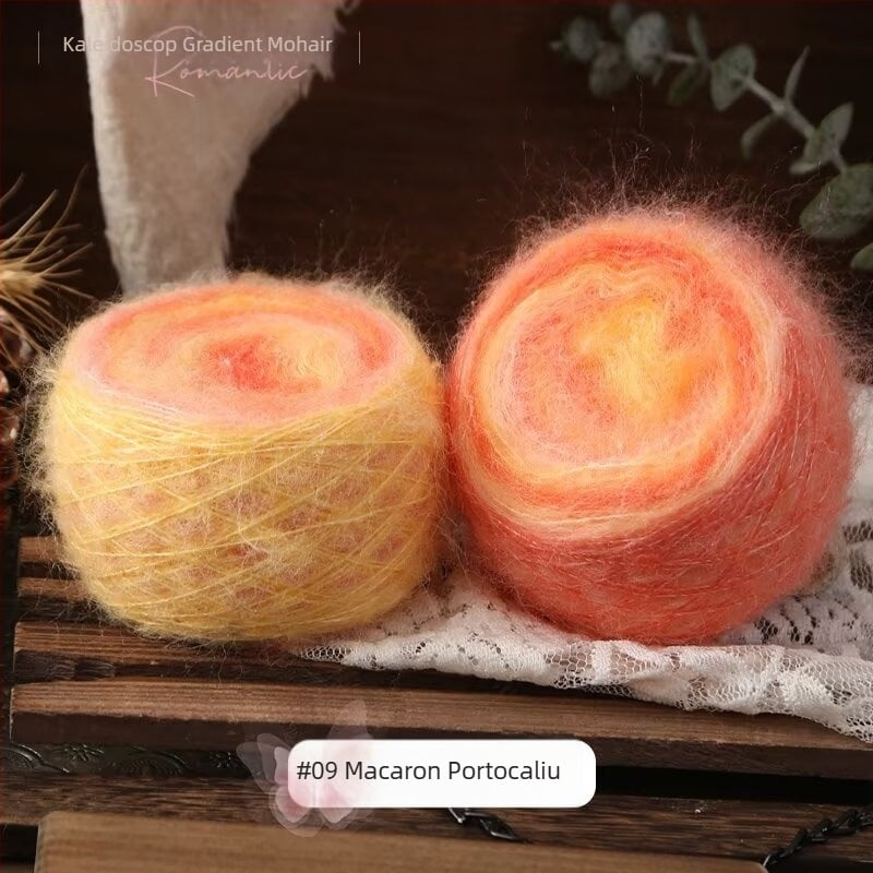Fire de tricotat manual pentru eșarfe și haine — Kaleidoscope Gradient Mohair, Amestec de fire, Spinning inel, Fire în grupuri