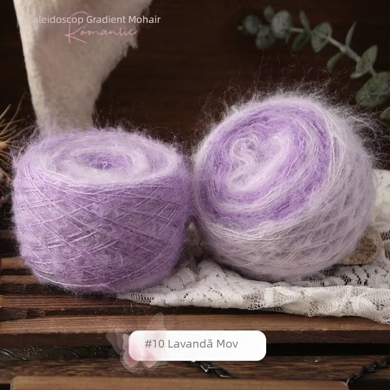Fire de tricotat manual pentru eșarfe și haine — Kaleidoscope Gradient Mohair, Amestec de fire, Spinning inel, Fire în grupuri