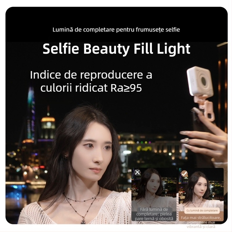Lumină LED mini pentru telefonul mobil – model S8r, iluminare foto portabilă cu baterie încorporată, utilizare manuală, 5V, sub 10W