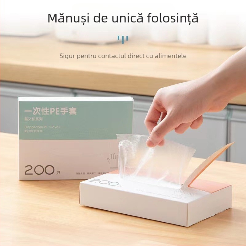 Xinyihe mănuși de unică folosință PE pentru bucătărie, transparente, 0,05 mm grosime, antipraf