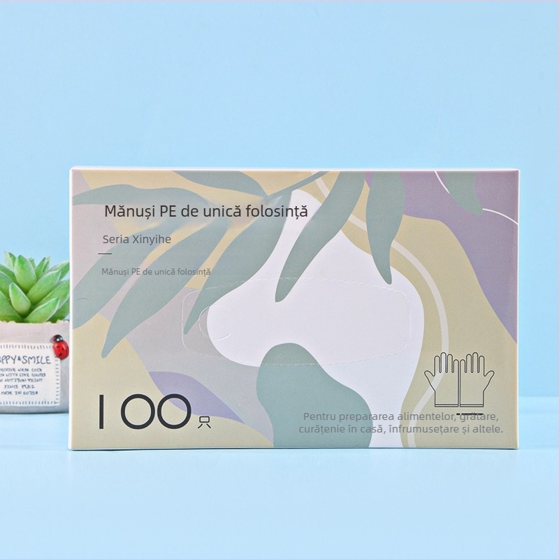 Xinyihe mănuși de unică folosință PE pentru bucătărie, transparente, 0,05 mm grosime, antipraf