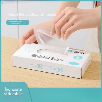 Mănuși de unică folosință pentru alimente, transparente, material floare de mătase, model 69850, biodegradabile