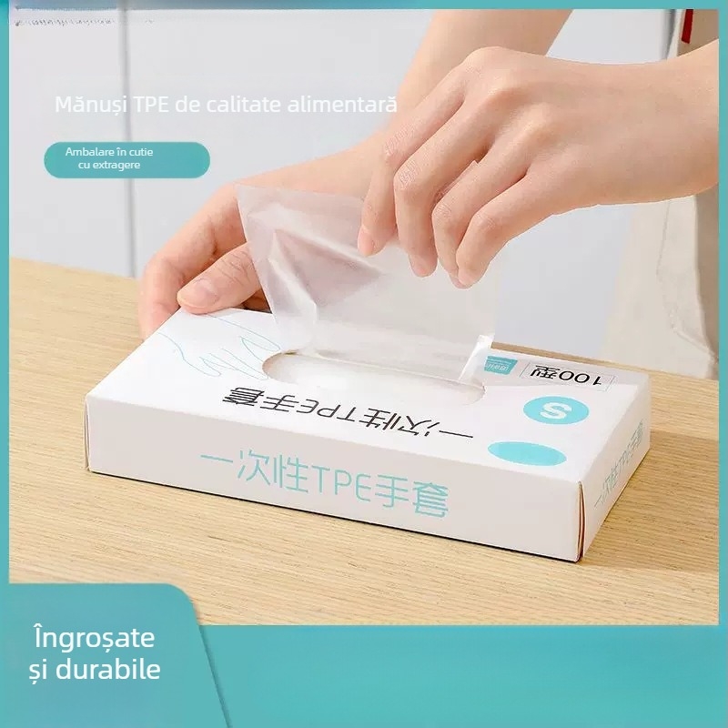 Mănuși de unică folosință pentru alimente, transparente, material floare de mătase, model 69850, biodegradabile
