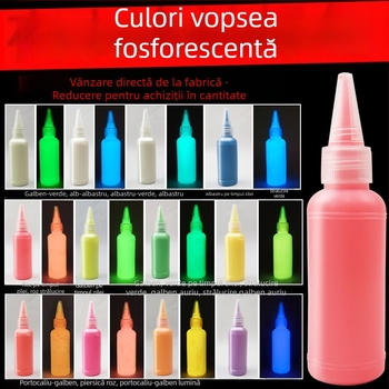 Vopsea acrilică luminoasă, 60 ml, pe bază de apă, strălucește în întuneric, pentru pictură pe pereți și în studio