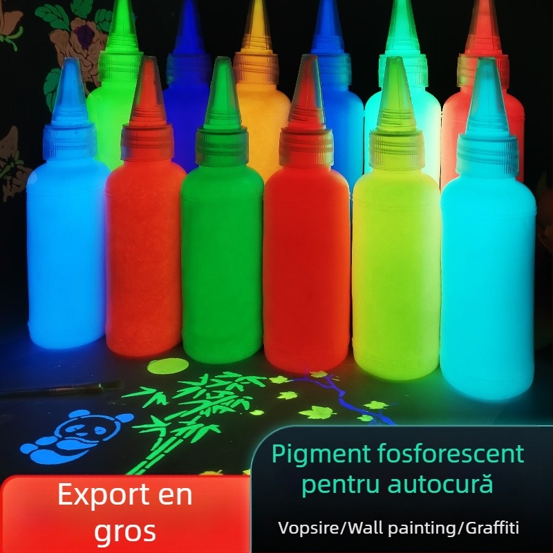 Vopsea acrilică luminoasă, 60 ml, pe bază de apă, strălucește în întuneric, pentru pictură pe pereți și în studio
