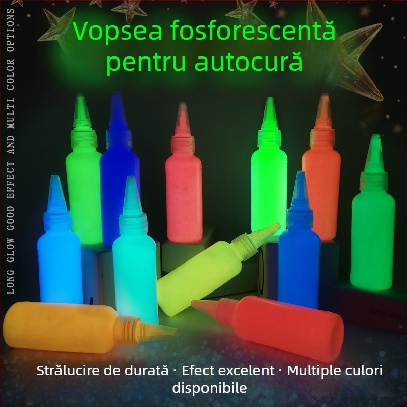 Vopsea acrilică luminoasă, 60 ml, pe bază de apă, strălucește în întuneric, pentru pictură pe pereți și în studio