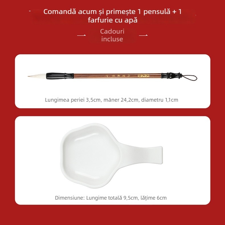 Set de caligrafie: țesătură pentru scriere cu apă, plasă cu grilă de orez, brocart nețesut, formă dreptunghiulară