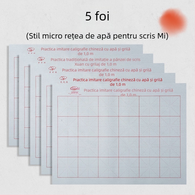 Set de caligrafie cu Water Writing Cloth și pensulă, material Oxford, hârtie de orez imitativă și foi cu grilă de orez