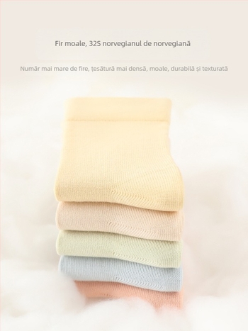 Șosete pentru copii fără cusături din 96,4% bumbac, lungime medie a tubului, respirante, unisex