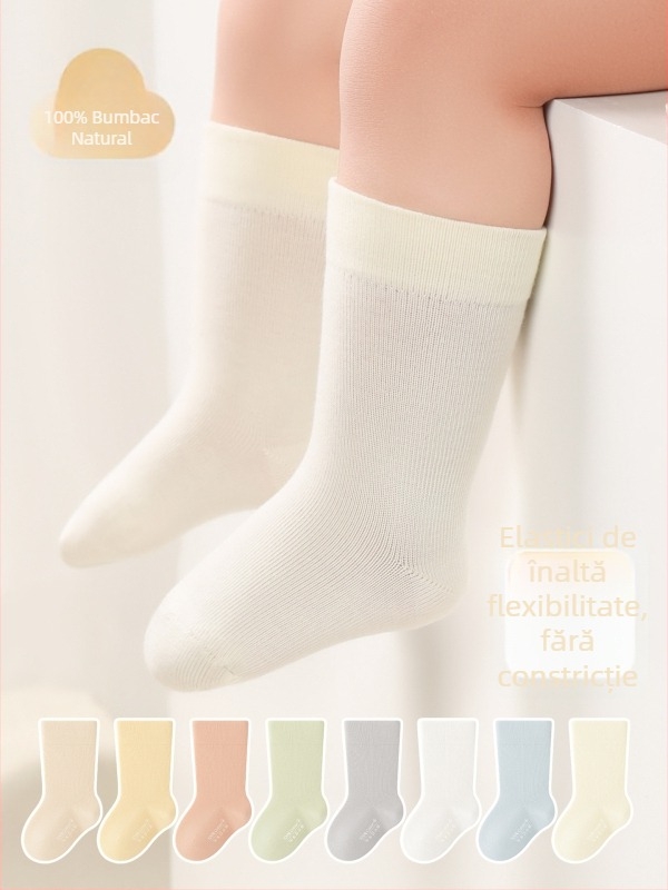 Șosete pentru copii fără cusături din 96,4% bumbac, lungime medie a tubului, respirante, unisex