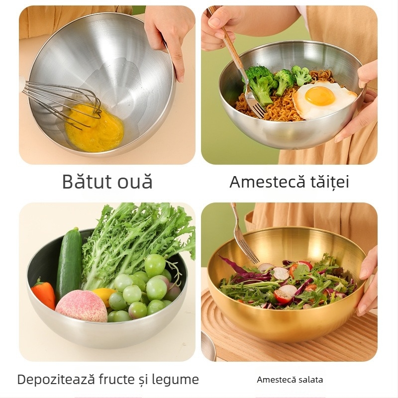 Bol de salată din oțel inoxidabil, design modern minimalist, origine Chaozhou, China