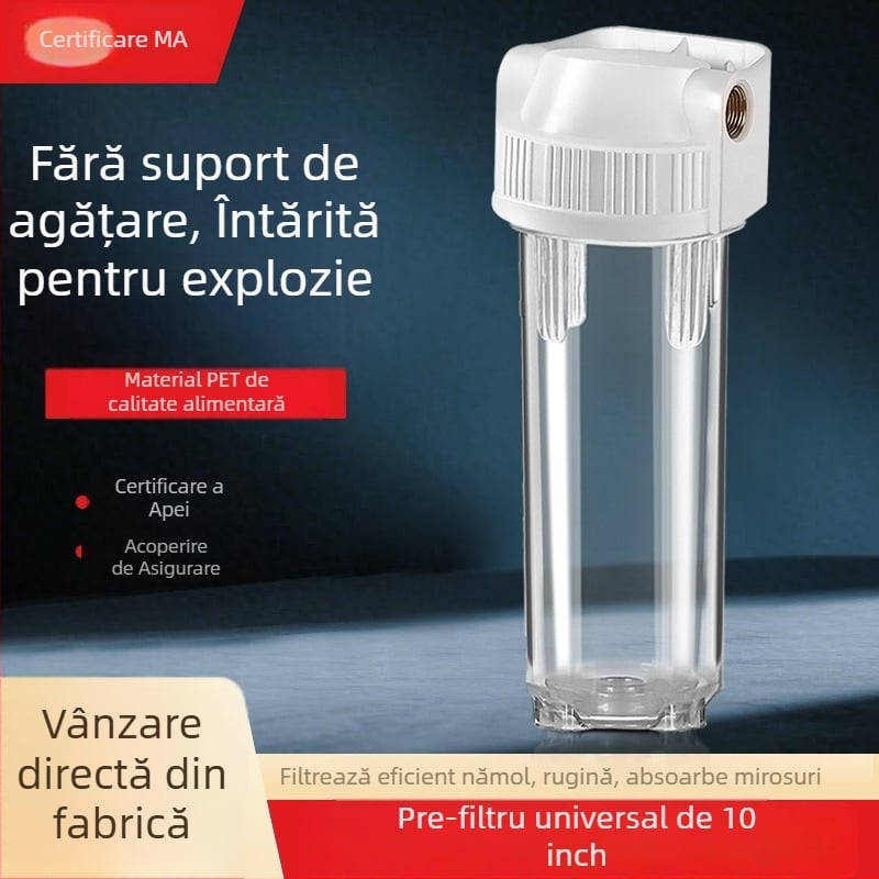Sticlă de filtrare montată frontal, cu 4 porturi, PP cotton, cărbune activ și membrană de ultrafiltrare, port din cupru