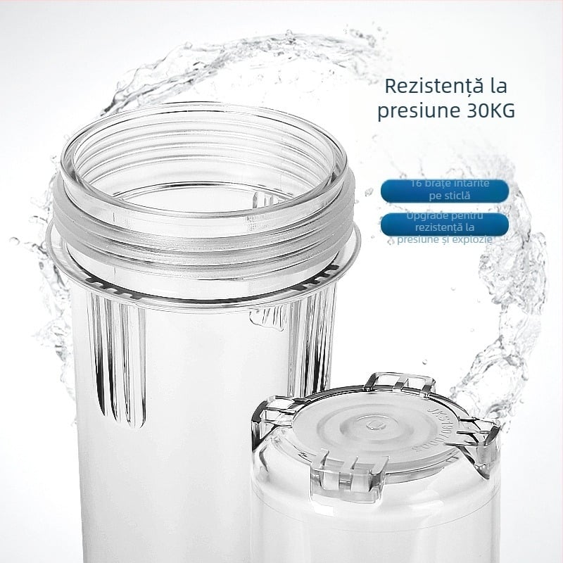 Sticlă de filtrare montată frontal, cu 4 porturi, PP cotton, cărbune activ și membrană de ultrafiltrare, port din cupru