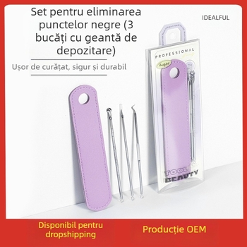 Set de ace pentru acnee pentru extragerea coșurilor – Instrument de curățare facial pentru începători, oțel inoxidabil